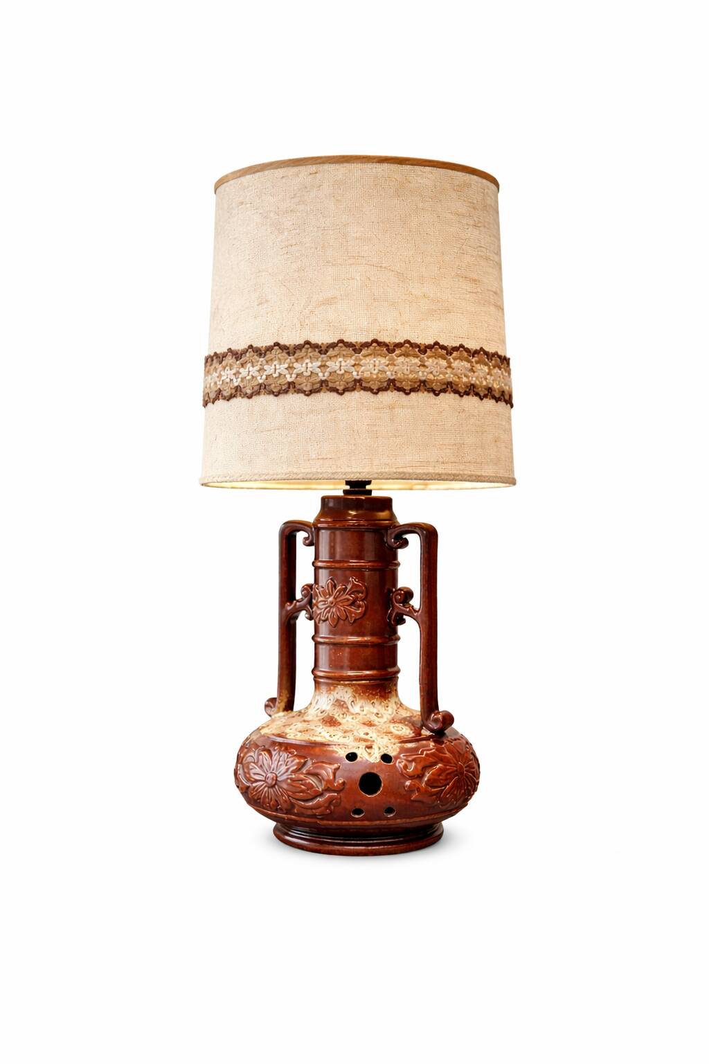 Vintage Fat Lava ceramic lamp – 70s retro lamp with shade