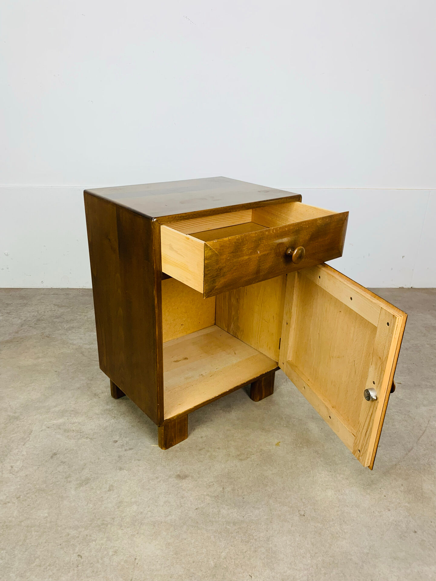 Art Deco bedside table in wood, 1940s/50s
