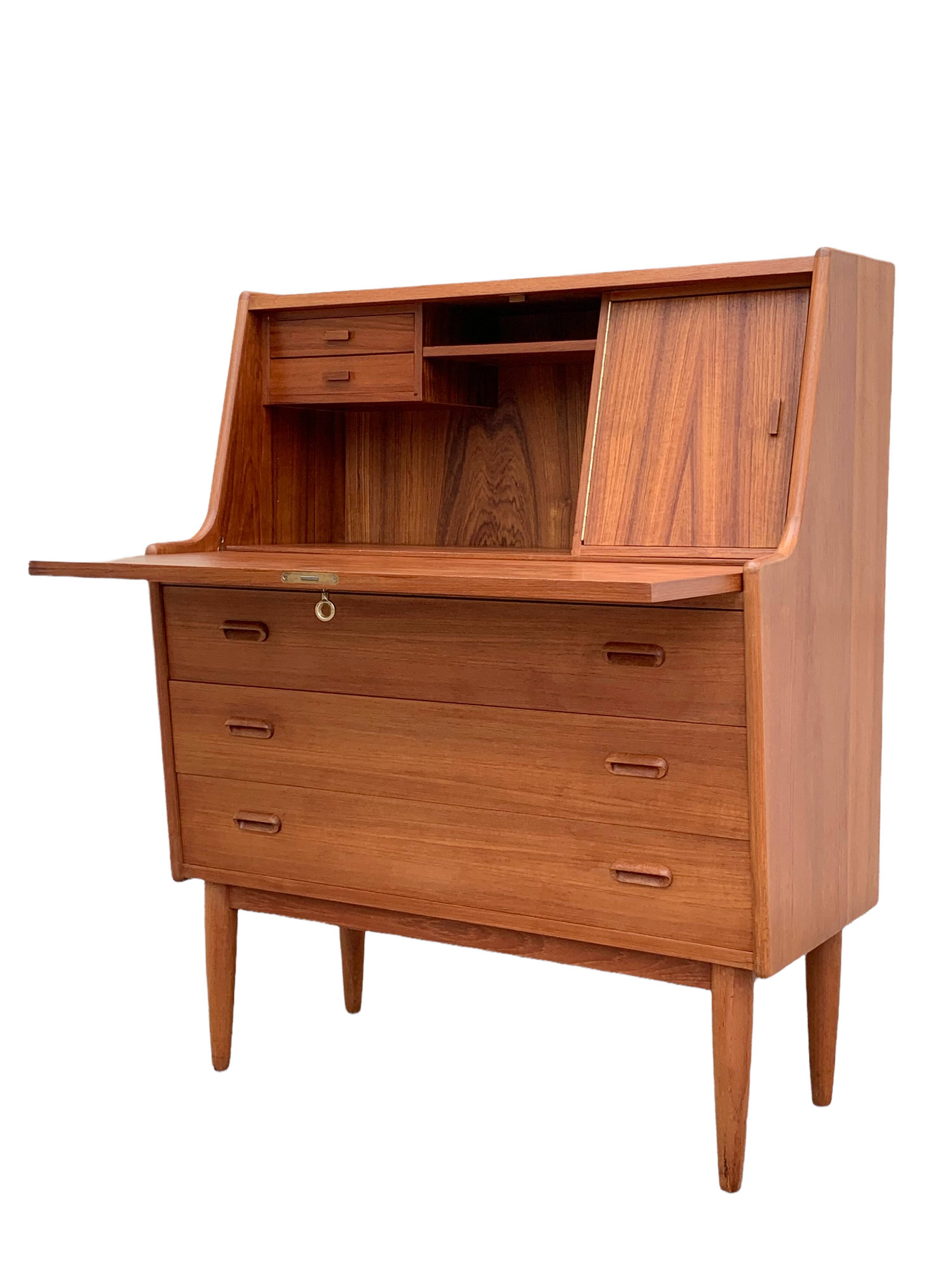 Secretary chest of drawers Teak by Arne Wahl Iversen for Falster Modelfabrik 1960
