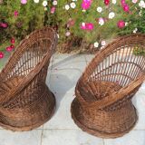 Wicker basket armchairs