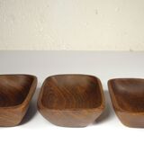 Set of three teak cups 15 x 10 cm