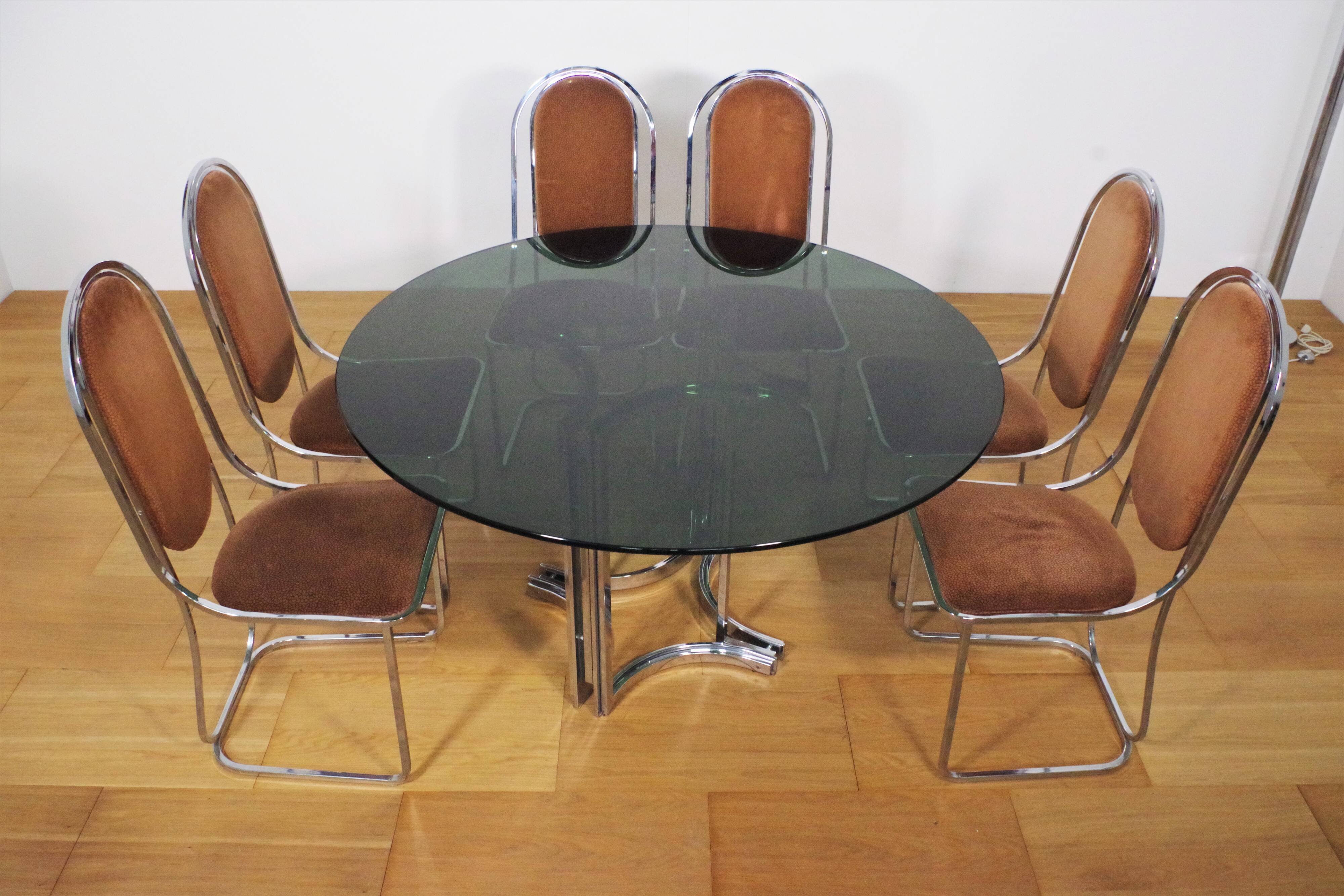 Dining room table and 6 chairs by Alessandro Alpizzi, 1970s, Set of 7
