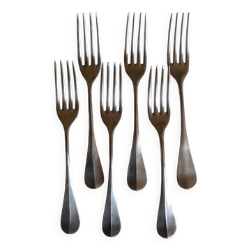 6 fourchettes de table métal argenté P de Ruolz silver plated forks 21 cm