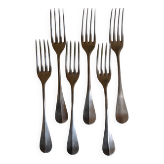 6 fourchettes de table métal argenté P de Ruolz silver plated forks 21 cm