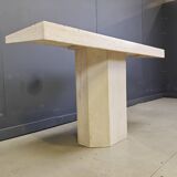 Vintage travertine and brass console table by Roche Bobois, 1970s