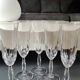 Lot 5 Grandes Flûtes à champagne en cristal taillé. Motifs gouttes/pointes diamant. Haut 20,5 cm