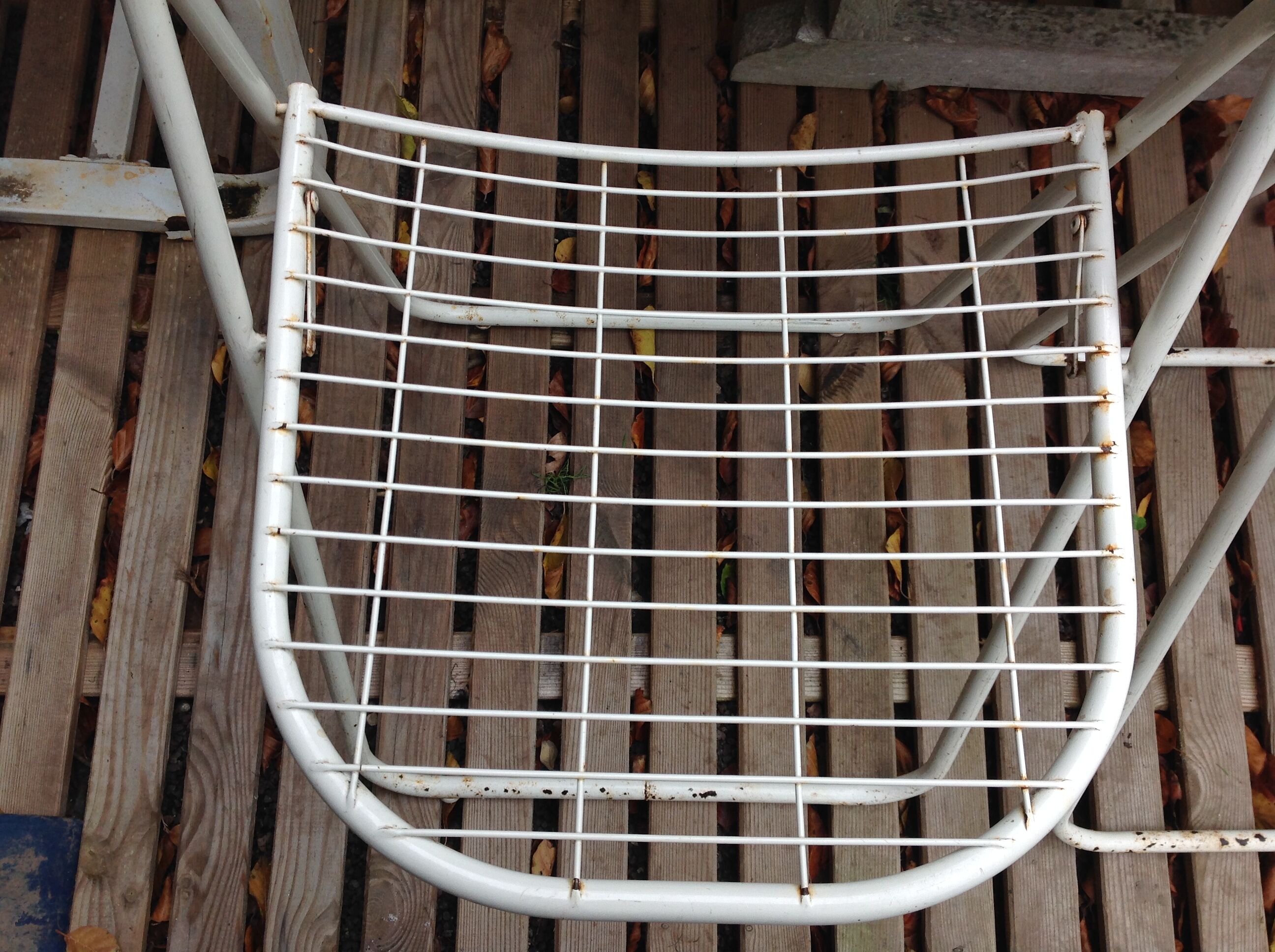 Trio of folding metal chairs