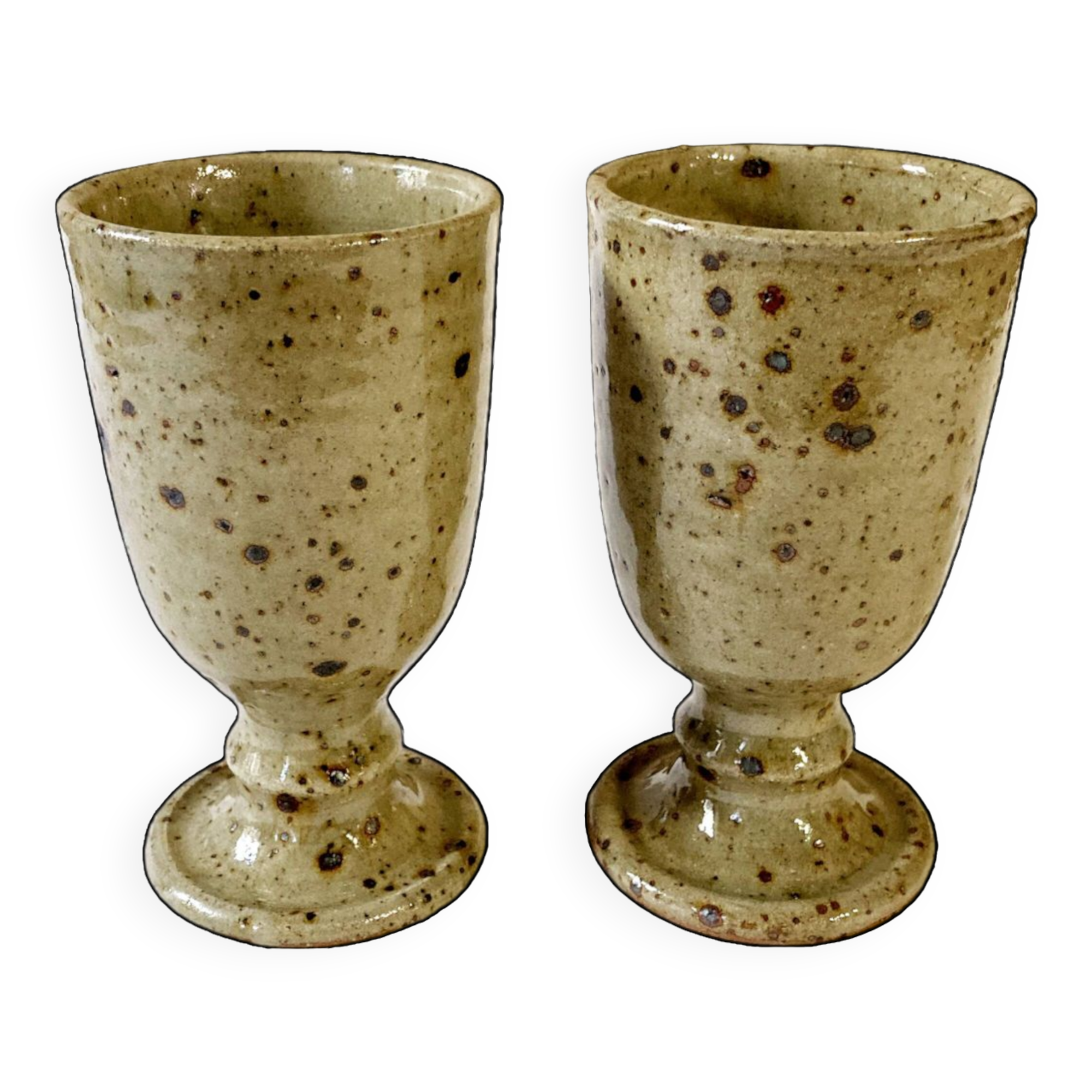 Pair of enamelled stoneware mazagrans