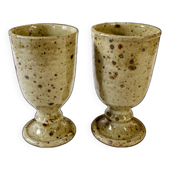 Pair of enamelled stoneware mazagrans