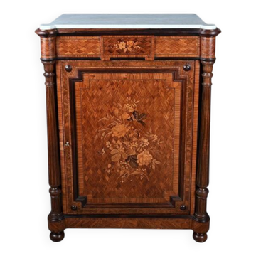 Meuble d’appui en marqueterie de bois précieux, époque Napoléon III