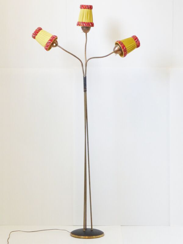 Lampadaire années 50 triple à flexible en laiton années 50 vintage rockabilly floor lamp