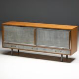 Mid-Century Modern Sideboard with Hammered Metal Façade, France, 1960s