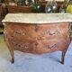 commode en bois de rose 2 tiroirs plateau marbre