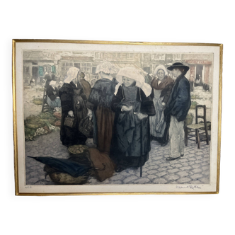 ROBBE Manuel, Aquatint The beggar signed and numbered around 1900
