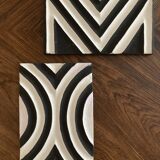 Two Imigongo paintings / panels traditional art from Rwanda