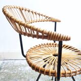 Chaise vintage en rotin par Dirk van Sliedregt pour Gebroeders Jonkers Noordwolde
