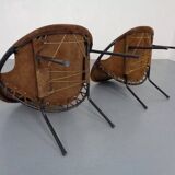 Set of vintage suede lounge chairs from Lusch, Germany, 1960s.