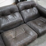 1970s  De Sede Adjustable Brown Leather 3-Seater Sofa  DS-110 James Bond