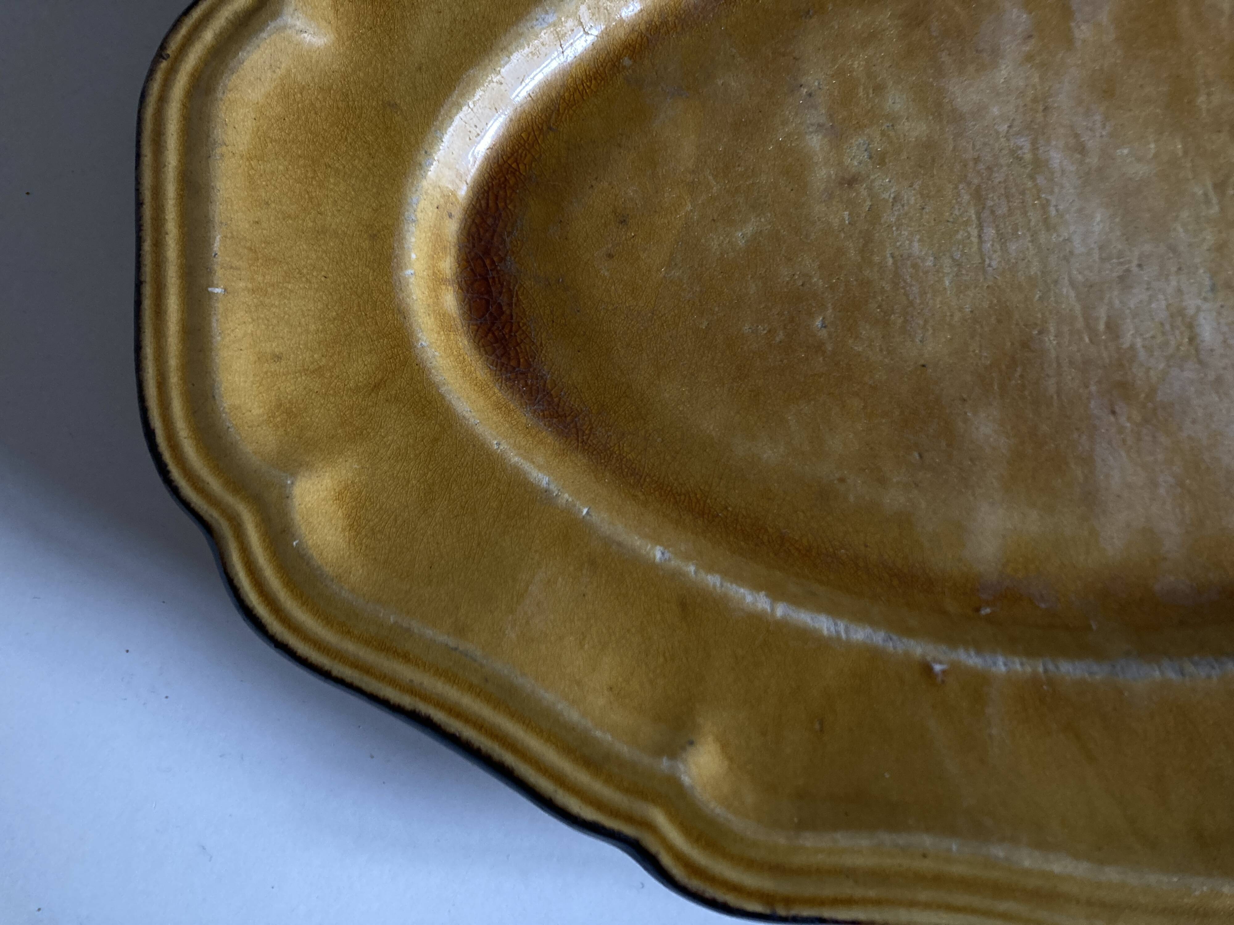 Glazed earthenware country dish with fluting, Provence 1950.
