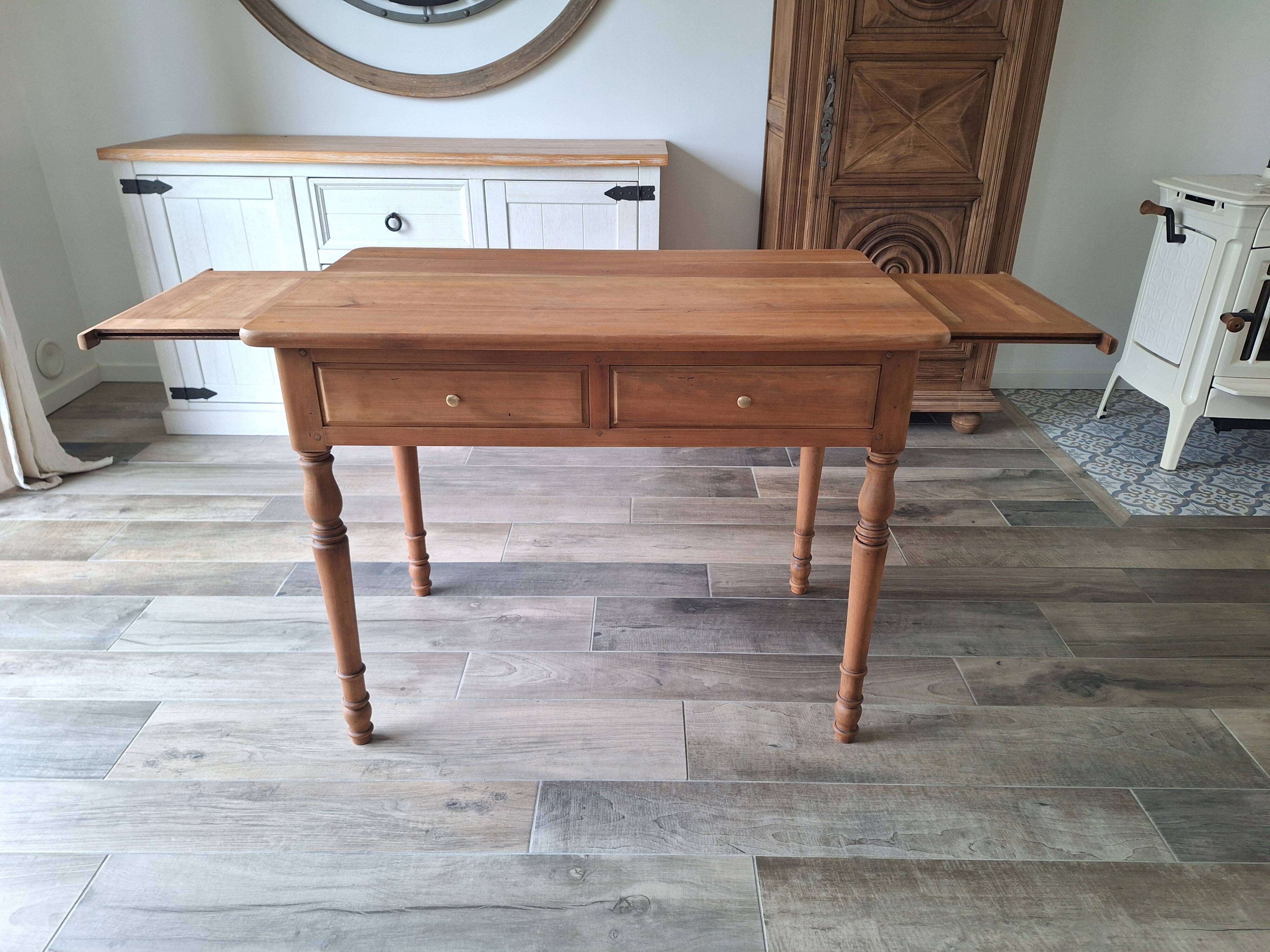 Vintage solid wood desk with extensions.