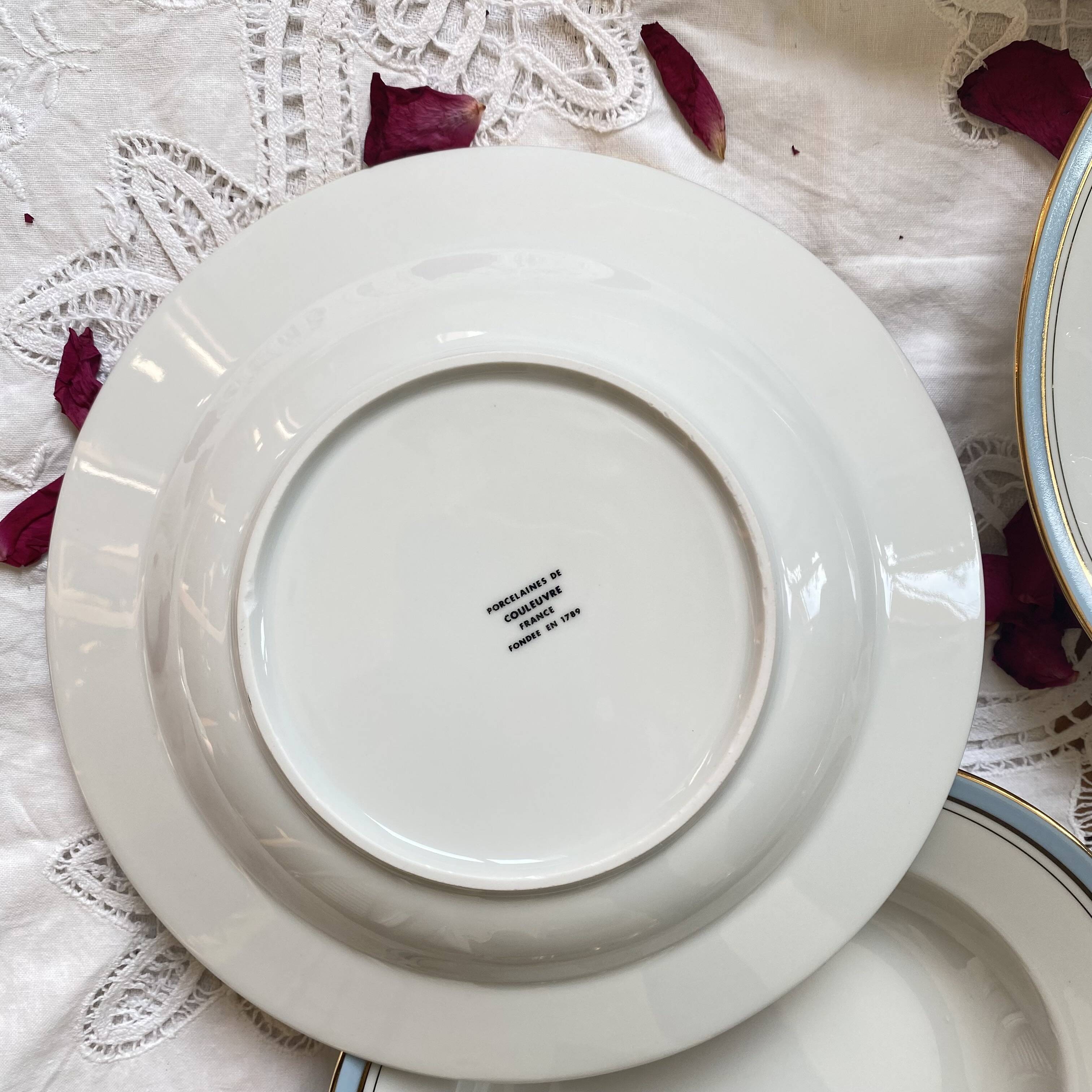 11 antique porcelain soup plates from the Couleuvre factory