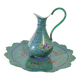 Minakari Signed Enameled Sheet Metal Ewer and Dish / 20th Century Middle East / Jug