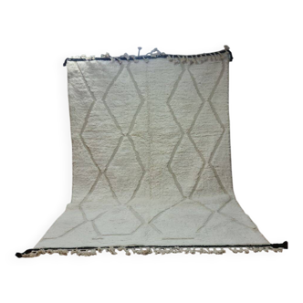 Tapis Berbère en Laine Écru à Motifs Géométriques 3x2 m Élégance Traditionl