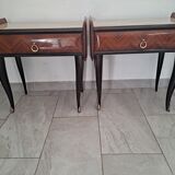 Pair of Mcm italian bedside units tables 1950s