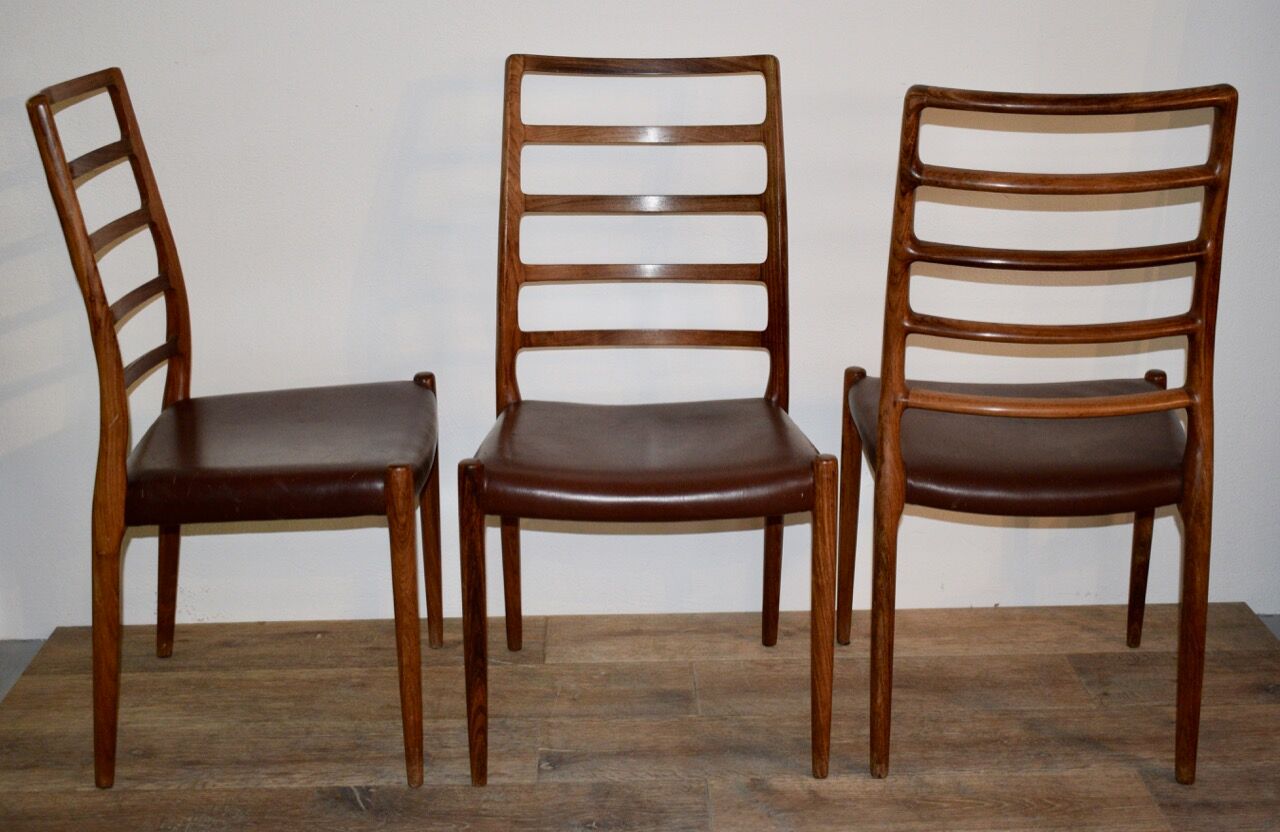 Niels O Moller's series of 5 chairs in Rio rosewood