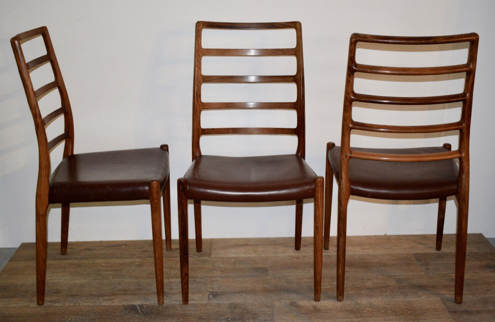 Niels O Moller's series of 5 chairs in Rio rosewood