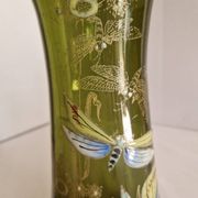 Paire de vases en verre émaillé avec libellule, attribués à Legras