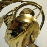 Lampe feuillage en métal doré vintage 1970