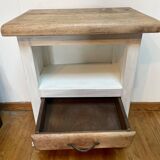 Bedside table with 2 drawers in patinated oak