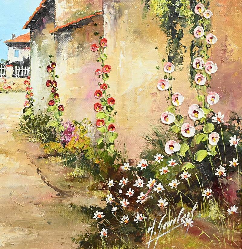 Painting “The Blue Shutters”, signed J. Gaubert – 2nd part 20th century