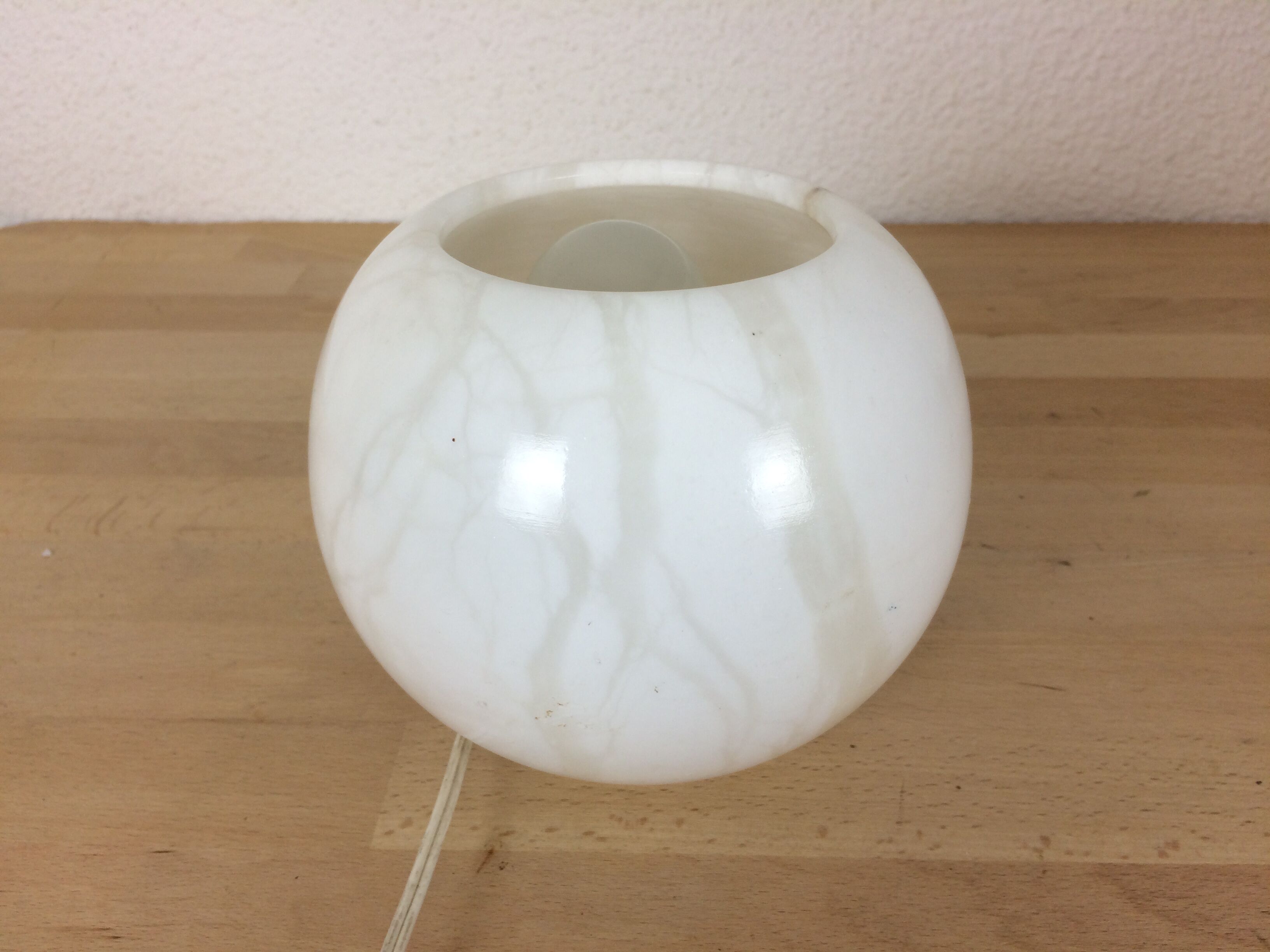 Alabaster white marble ball lamp