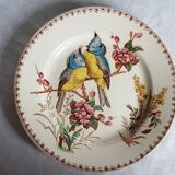 Pair of Luneville earthenware plates with bird decor