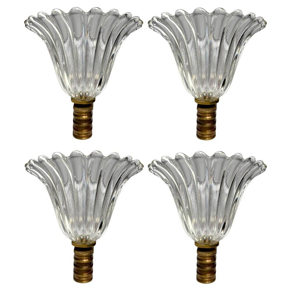 Murano Glass Wall Lamps attributed to Ercole Barovier, Italy, 1940s, Set of 4