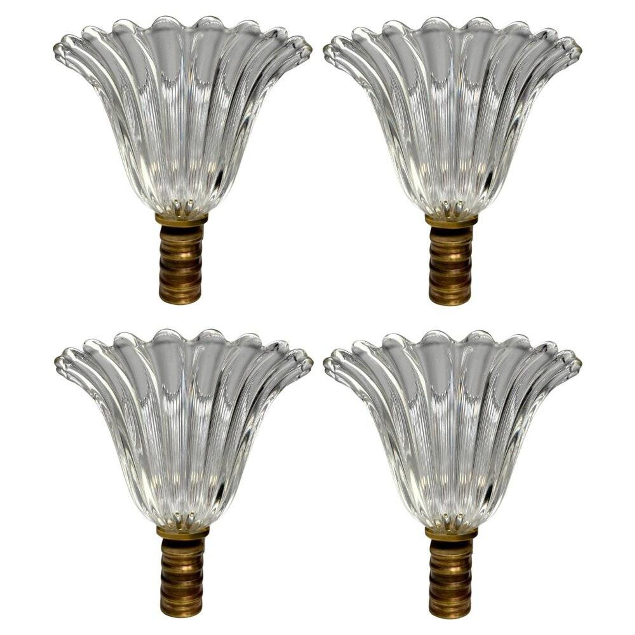 Murano Glass Wall Lamps attributed to Ercole Barovier, Italy, 1940s, Set of 4