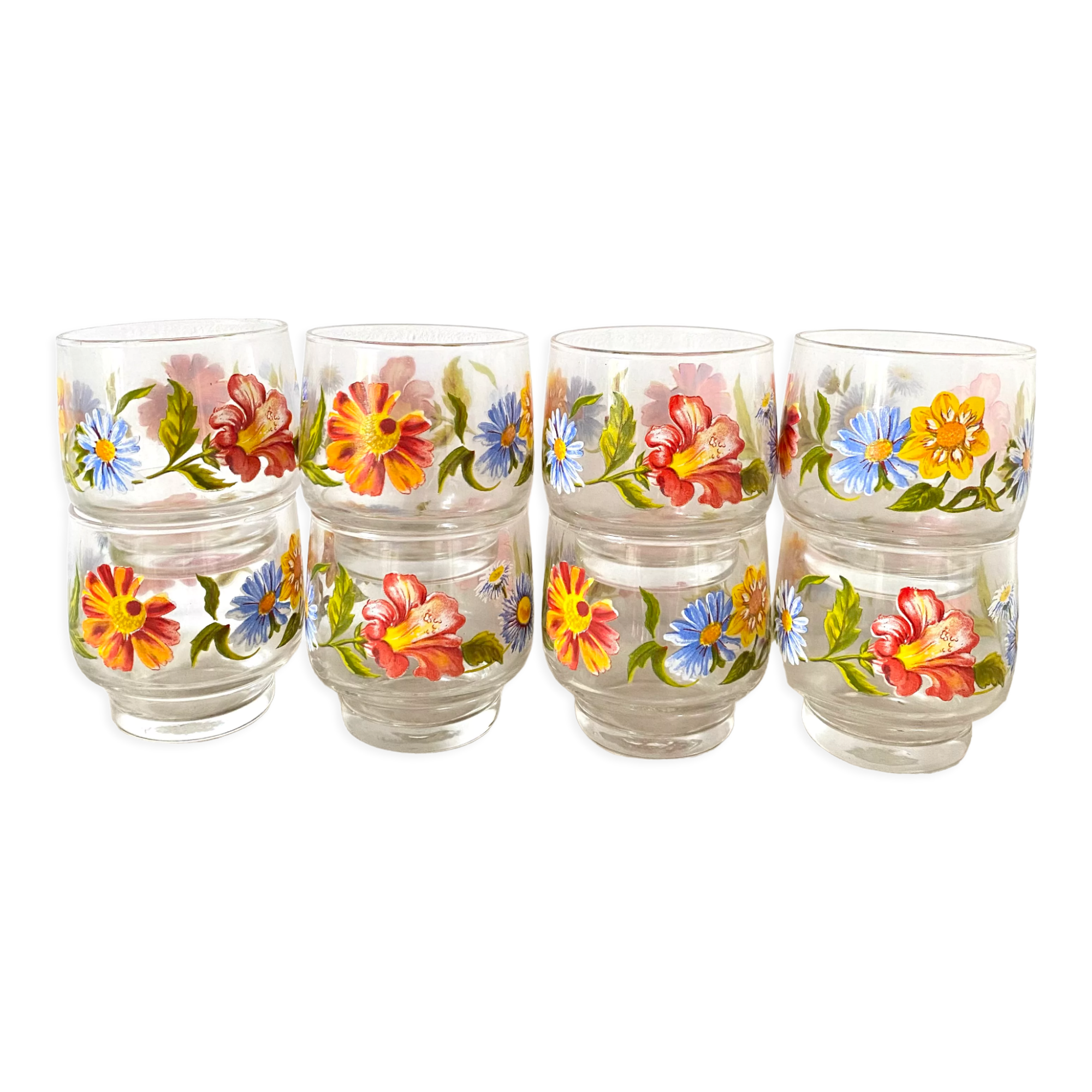 Verres vintage fleuris Arcoroc