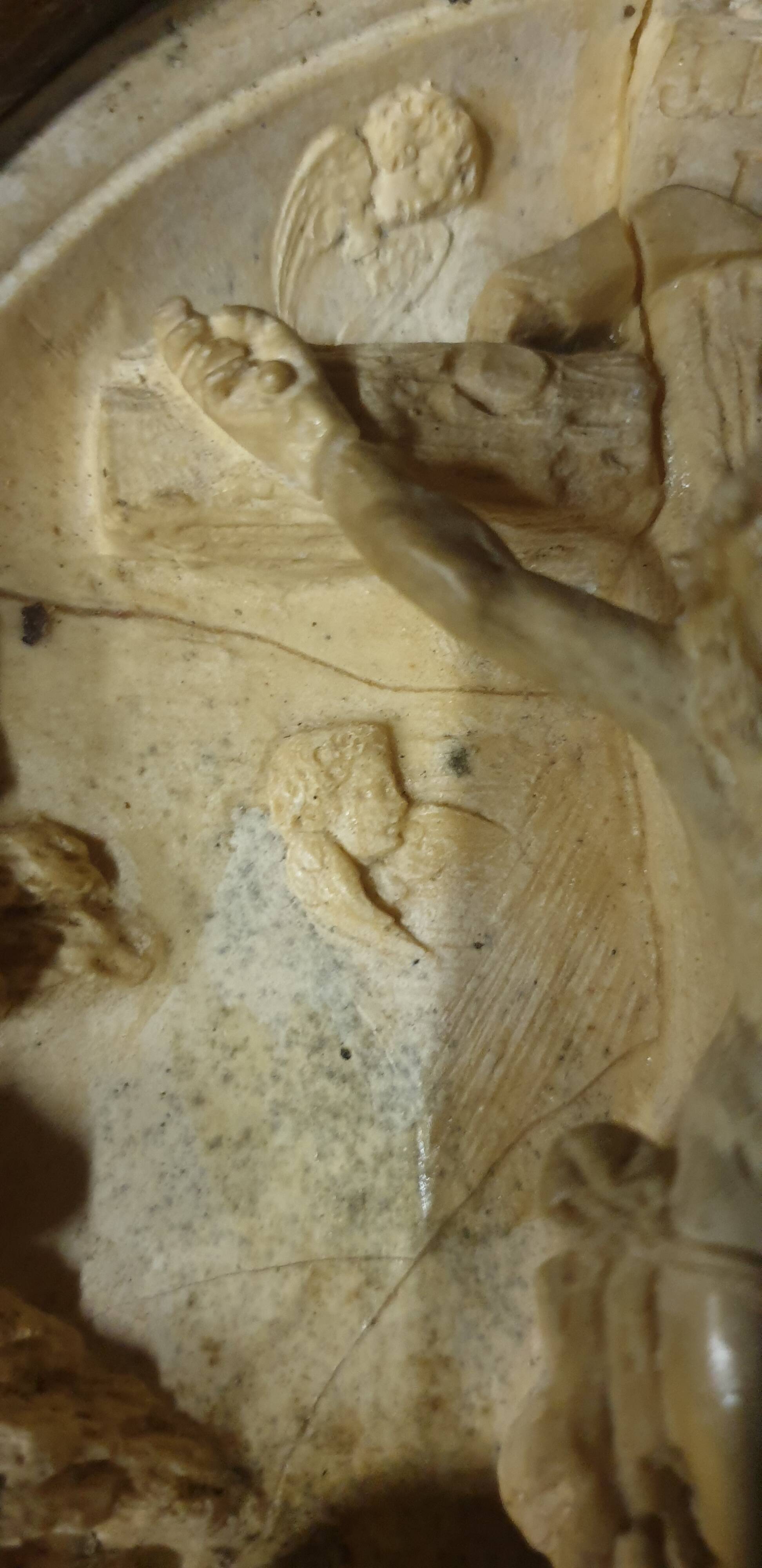 Small Holy Water Font / Stations of the Cross in Wood and Plaster - early 19th century
