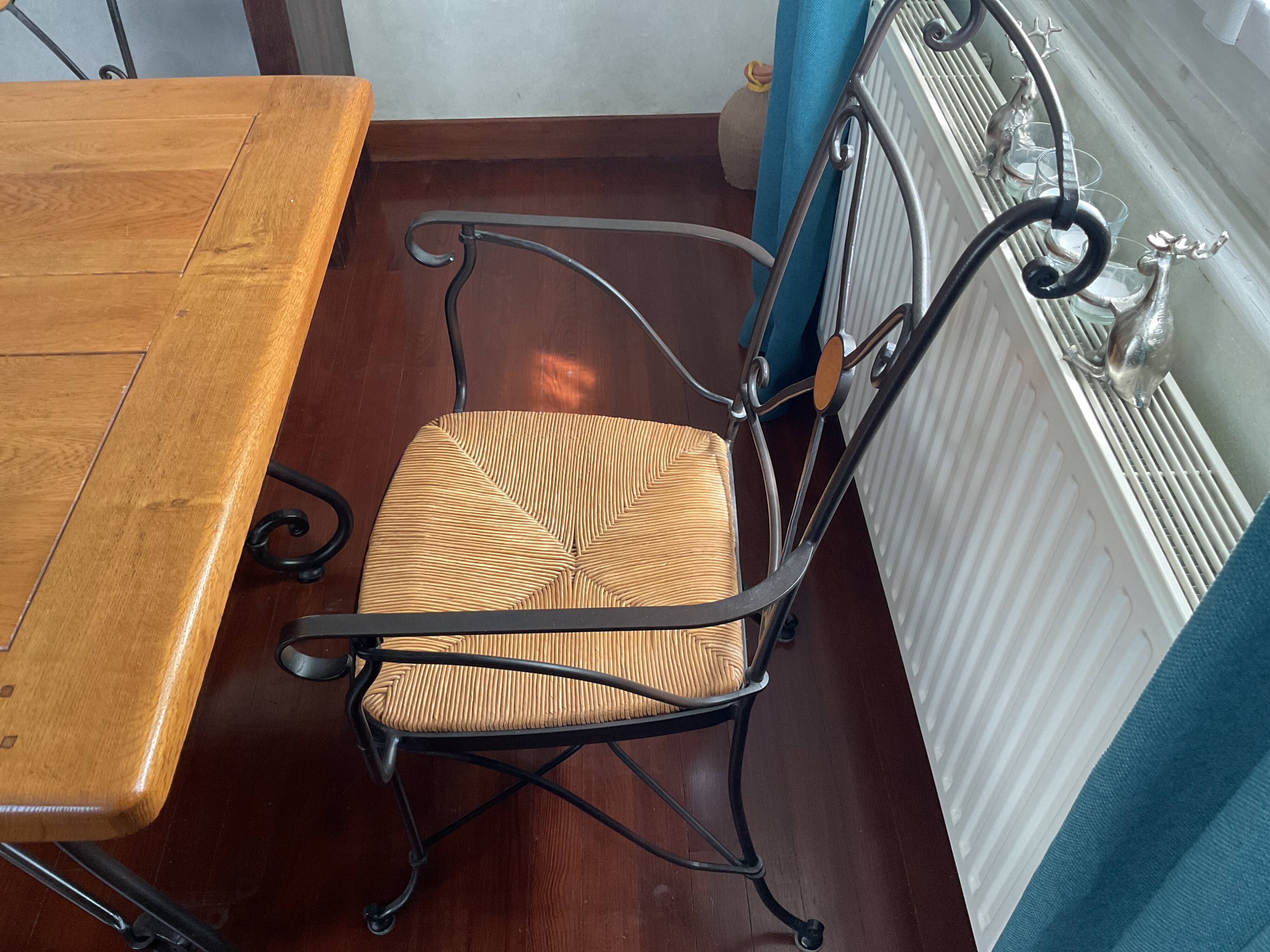 Dining set (two chairs, one armchair, one bench, and one table)