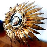 1960s golden brass sun ceiling light
