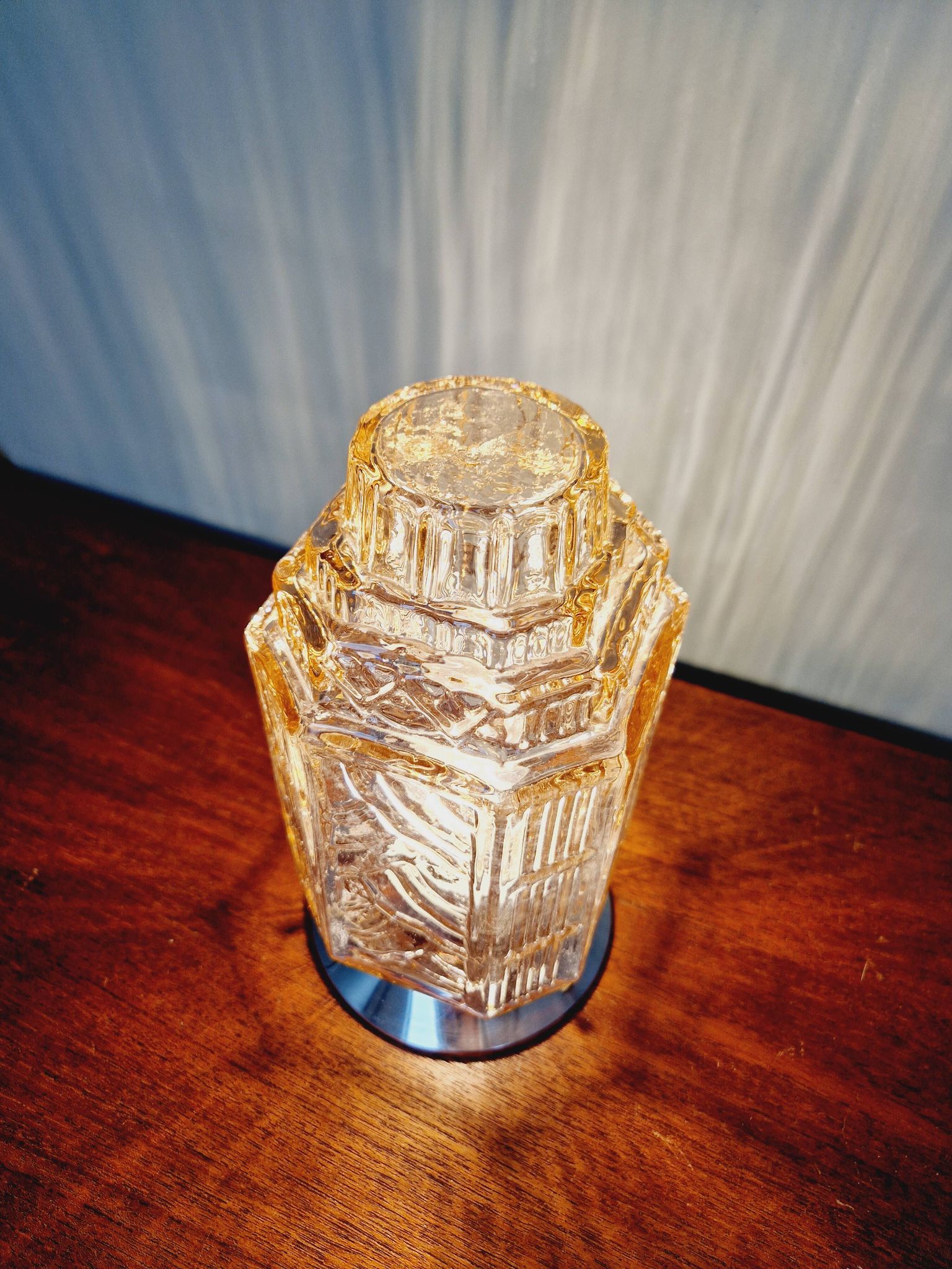 Plafonnier Art Déco Skyscraper en verre transparent rose, années 1920-30