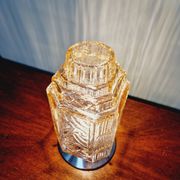 Plafonnier Art Déco Skyscraper en verre transparent rose, années 1920-30