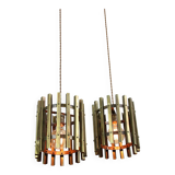 Vintage Italian Brass Cage Pendant Lamp, 70s