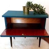 Vintage blue bedside table 60s