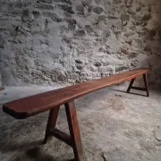 Antique farmhouse bench, 266 cm – oak and pine, 19th century, France