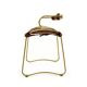 Kitchen Stool with Backrest Brass Steel Natural Tobacco Leather Modern