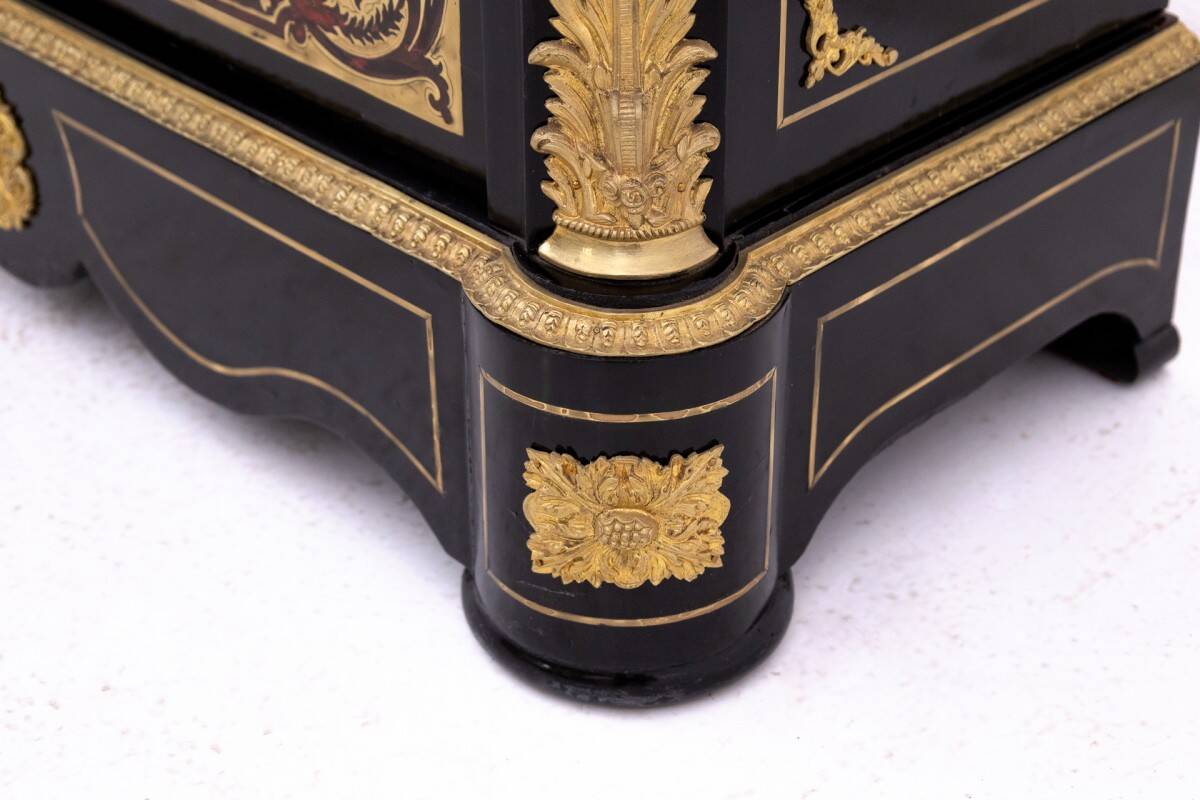 Antique boulle chest of drawers from the mid-19th century, France.