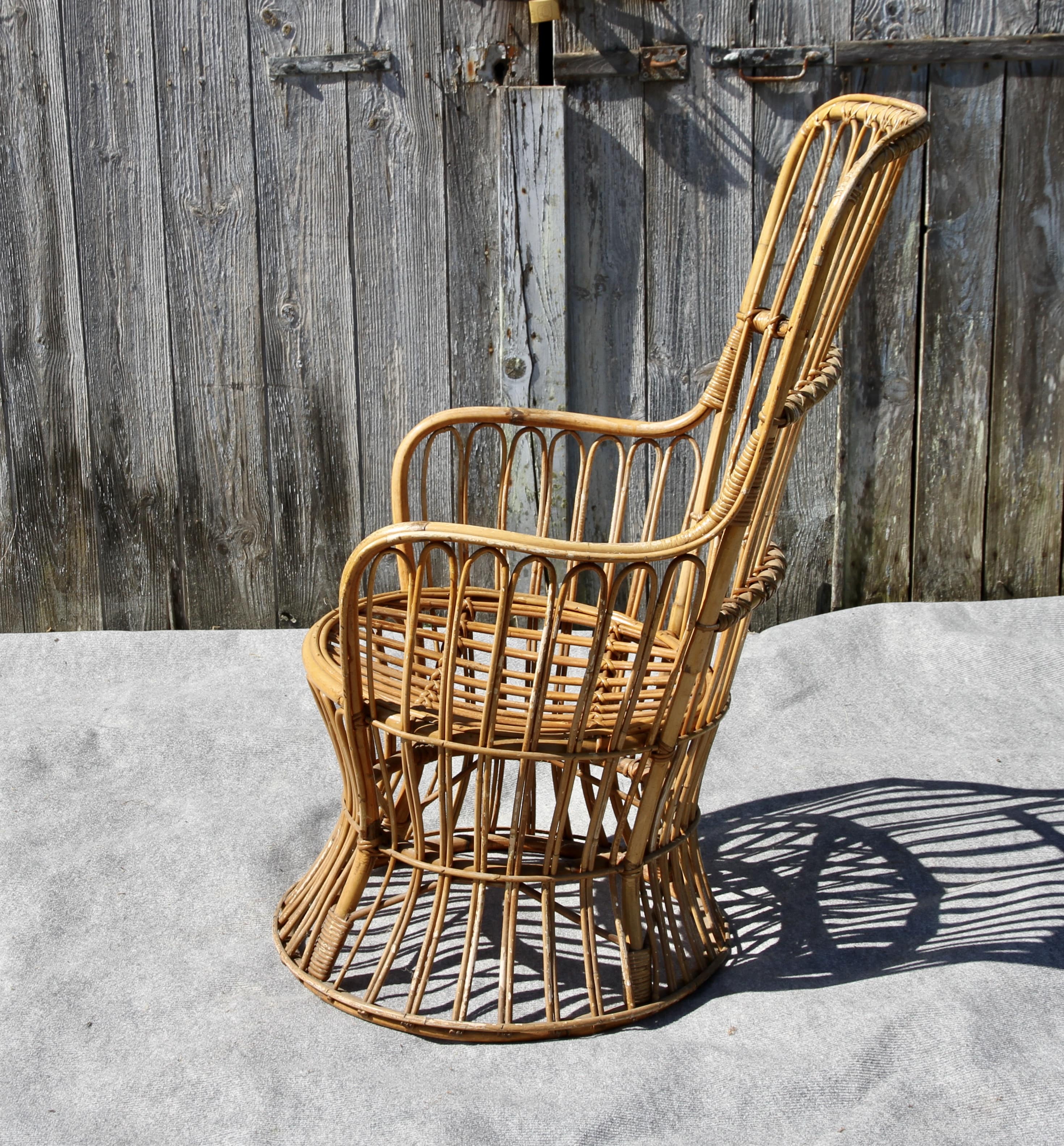 Emmanuelle-style wicker armchair, 20th century